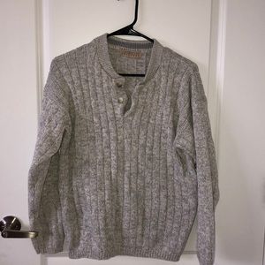 Cotton Knitted Texture Quarter Crew Sweater